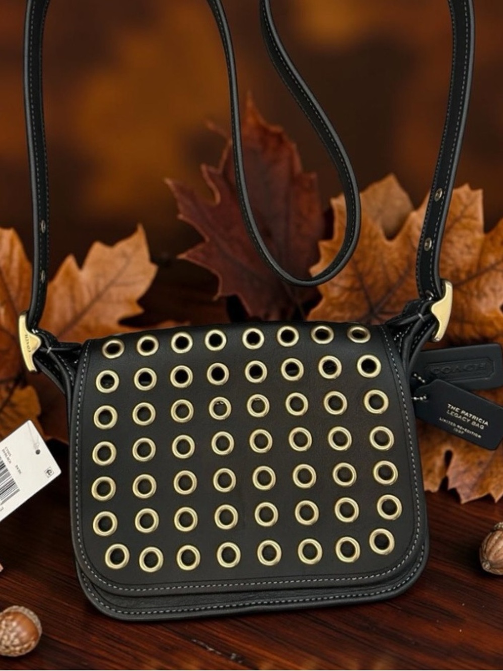 828 Coach Limited Re-Edition Patricia Legacy 19 Bag Black Leather Brass NWT